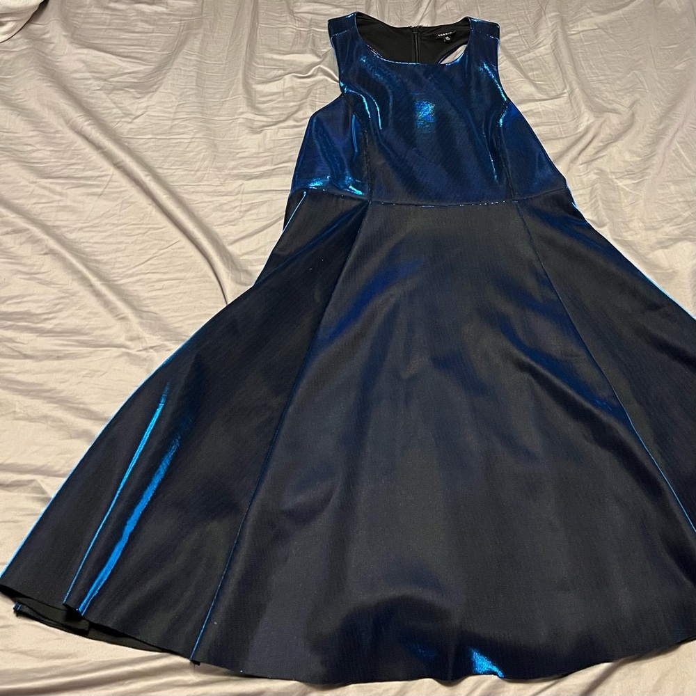 Torrid Metallic Navy Strapless Fit-and-Flare Dress